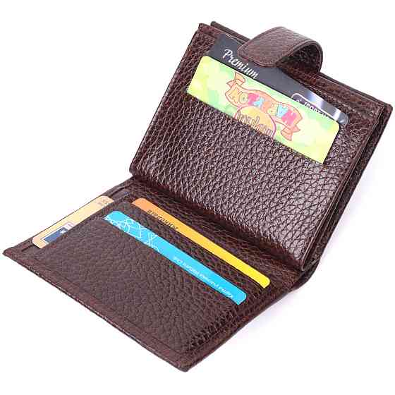 Мужской небольшой кожаный кошелек KARYA 21389 Коричневый Киев