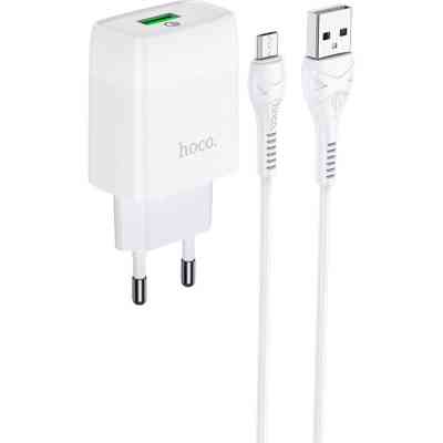Зарядний пристрій HOCO C72Q Glorious USB QC3.0 + cable USB to Micro 5P 18W White (6931474732538) Вінниця