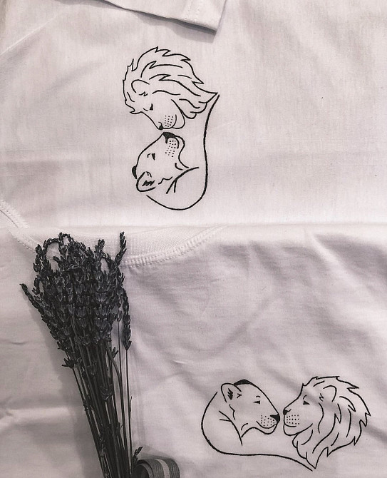 Парні футболки для хлопця та дівчини з принтом ЛЕВ/ЛЬВІЦА Чернівці - фото 1