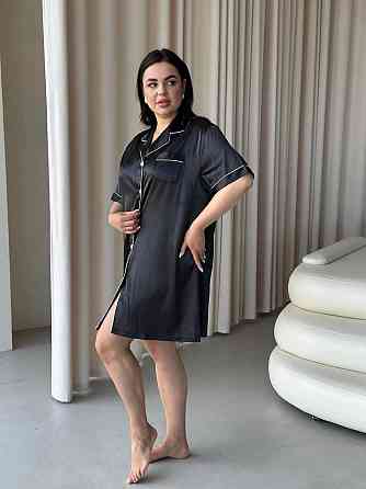 Жіноча шовкова нічна сорочка великих розмірів Ночнушка PLUS SIZE Одяг для дому Сукня для сну шовк Армані Одеса