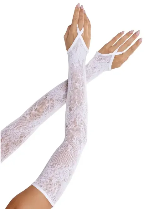 Митенки Leg Avenue Floral Net Extra Long Gauntlet Arm Warmers White One Size Львов - изображение 1