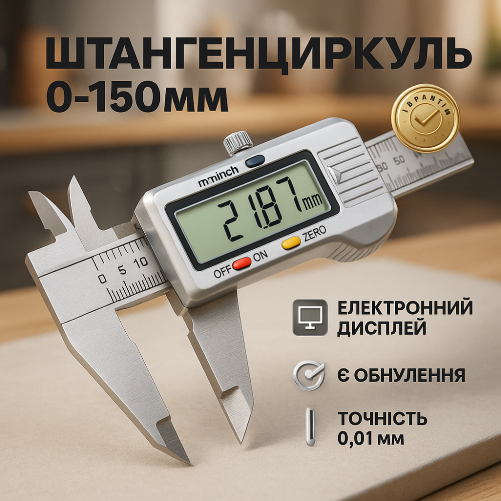Штангенциркуль 150мм 0-150мм, Електронний штангенциркуль в кейсі, Штангенциркулі електронні канавкові IN-66 Львів - фото 12