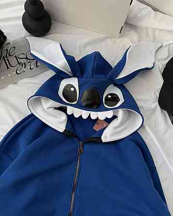 Женский теплый оверсайз худи с ушками в виде любимца Стча трехнить на флисе Одесса