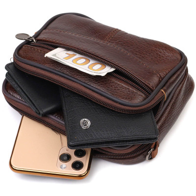 Сумка Vintage Поясна з натуральної шкіри Коричнева (21486) Вінниця - фото 9