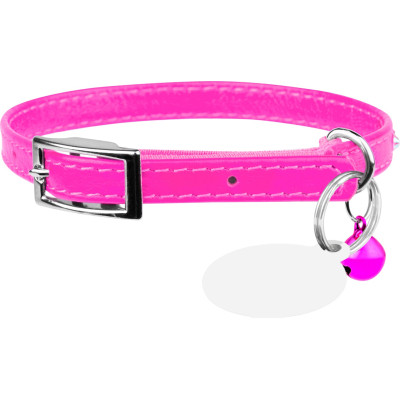 Ошейник для животных WAUDOG GLAMOUR с резинкой и стразами для кошек (розовый) (32547) Винница - изображение 1