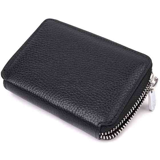 Красивый женский кошелек на молнии из натуральной кожи KARYA 21343 Черный Киев
