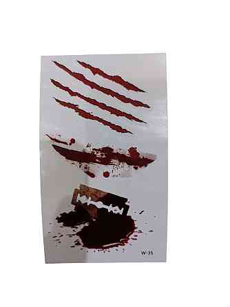 Наклейки тату для Хелловіну лезо та рани 10 на 6 см червоний Київ