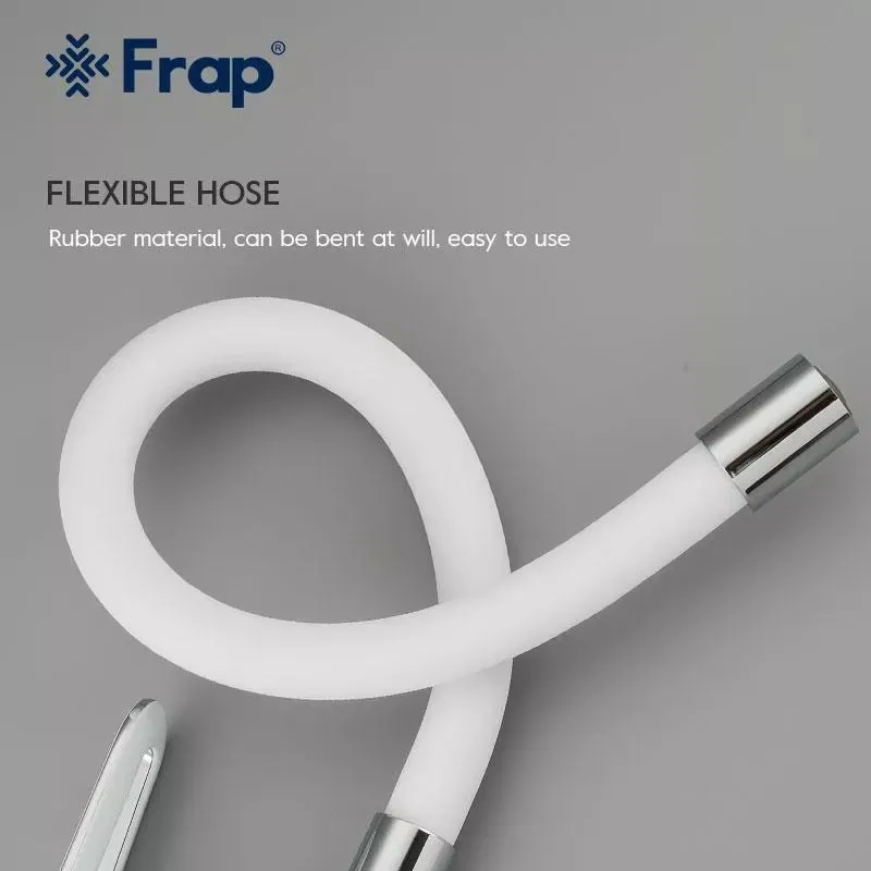 Смеситель для кухни Frap F4049 с гибким изливом, белый/хром Киев - изображение 5