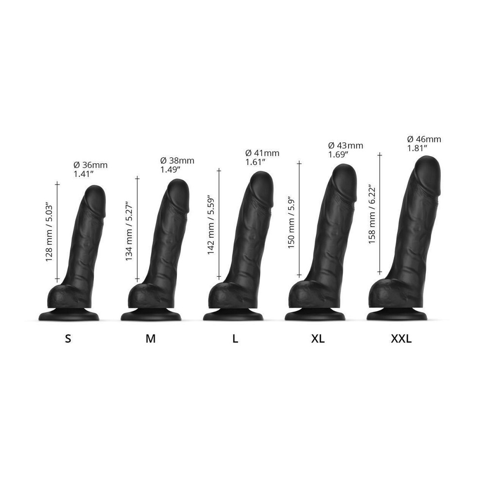 Реалістичний фалоімітатор Strap-On-Me Sliding Skin Realistic Dildo Black S, ефект рухливої шкіри Sex Aura Київ - фото 5