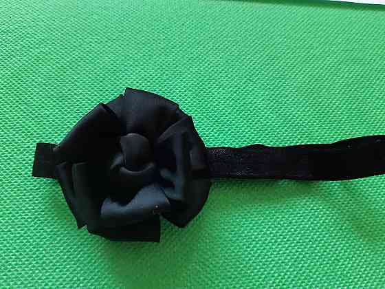 Пов'язка для дитини чорного кольору - квітка 7см, розмір універсальний (на резинці) Київ