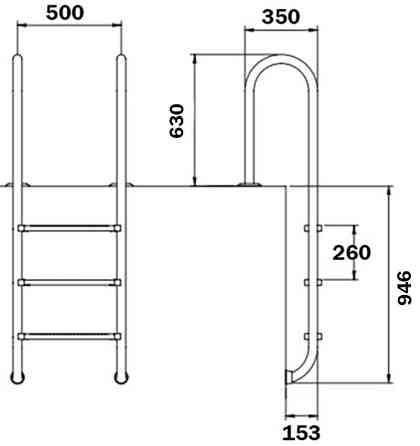 Сходи для басейну Flexinox Muro Electropolished (3 сходинки), AISI-316L Киев