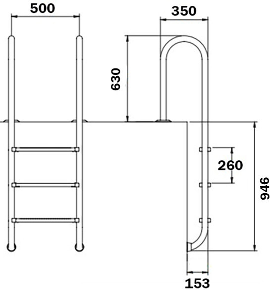 Сходи для басейнів Flexinox Muro Electropolished (3 сходинки). AISI-316L Київ - фото 2