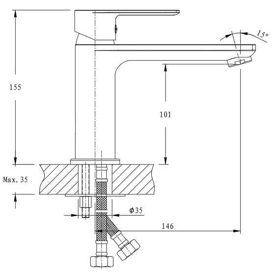 Смеситель Haiba Alex 001 для умывальника с удлинённым изливом HB0880 Харьков