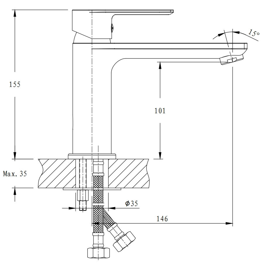 Смеситель Haiba Alex 001 для умывальника с удлинённым изливом HB0880 Харьков - изображение 2