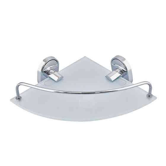 Угловая стеклянная полка с ограничителем Zerix AFB-0107-1 (ZX5073) Харьков