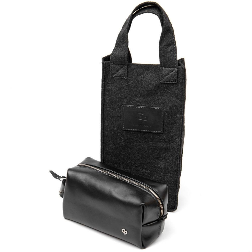 Кожаная мужская косметичка GRANDE PELLE 11415 Черный Киев - изображение 4