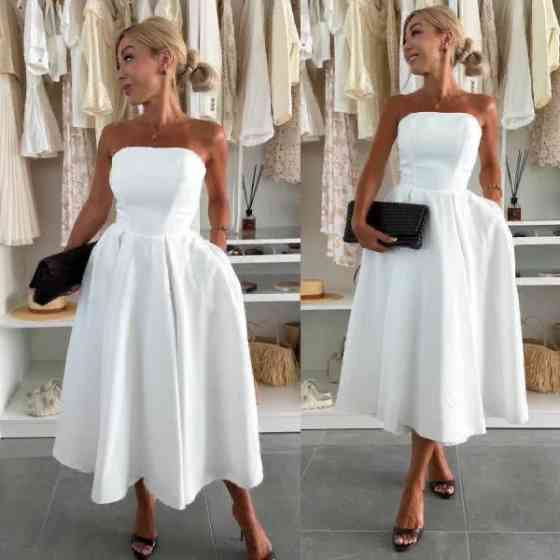 Женское романтическое платье с открытыми плечами креп костюмка Белый, 46/48 Одесса