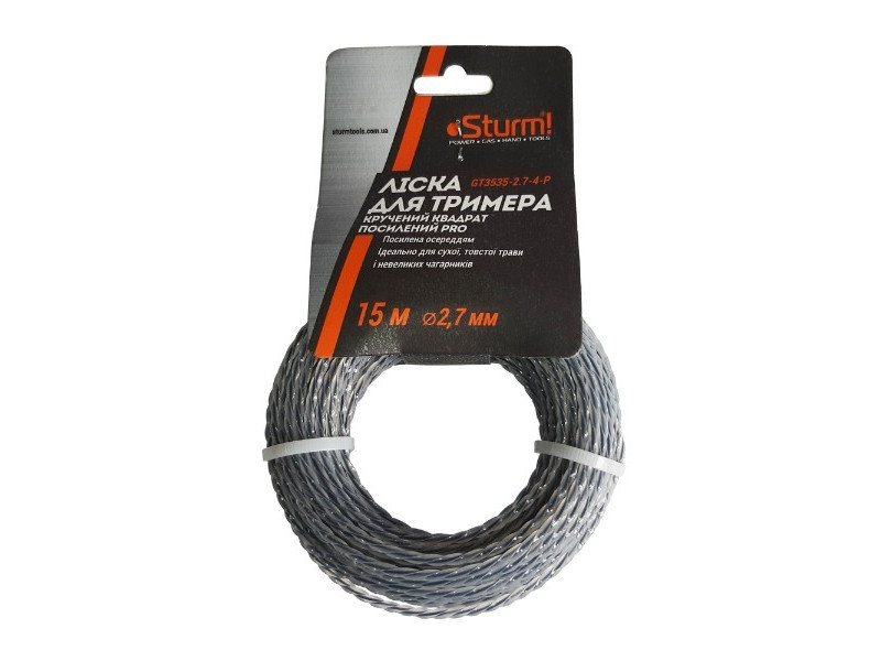 Леска для триммера, витой квадрат с сердечником Professional (2.7 мм 15 м) Sturm GT3535-2.7-4-P (читать Ровно - изображение 1