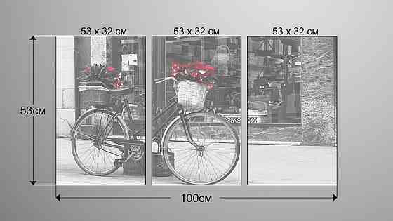 Модульна картина Велосипед Квіти Аrt-105_3А Київ