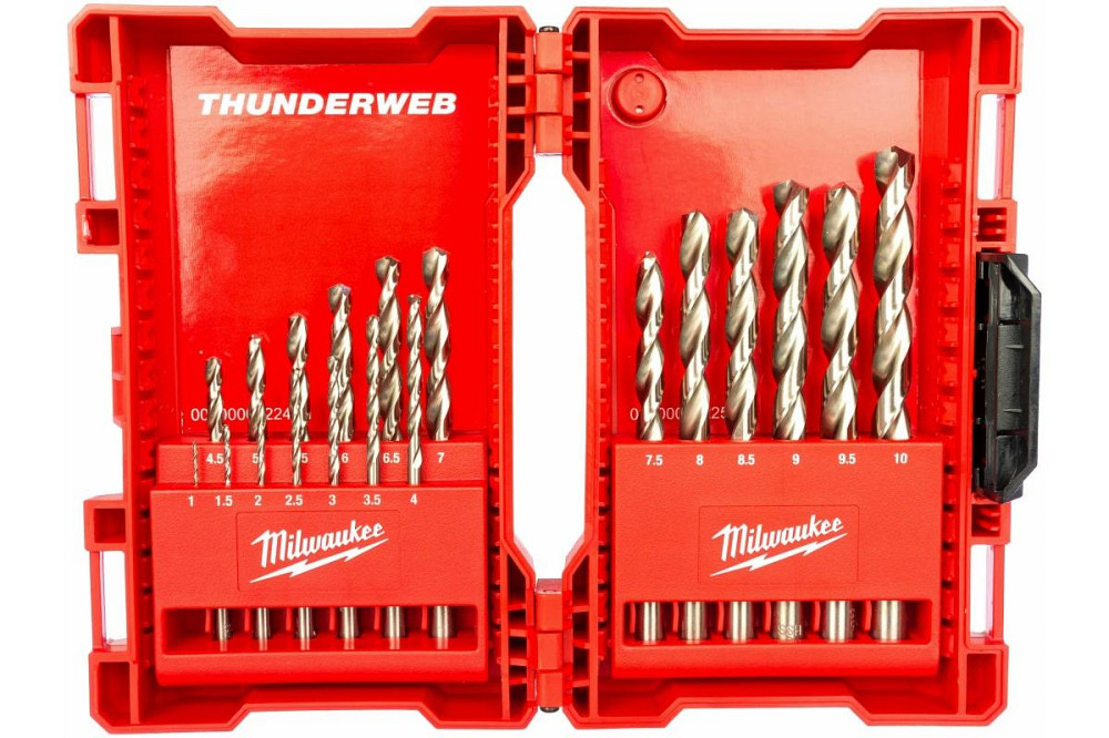 Набір свердл по металу Milwaukee HSS-G THUNDERWEB (19 шт) дисплей 6 од, пластикова коробка, картонний дисплей Одеса - фото 2