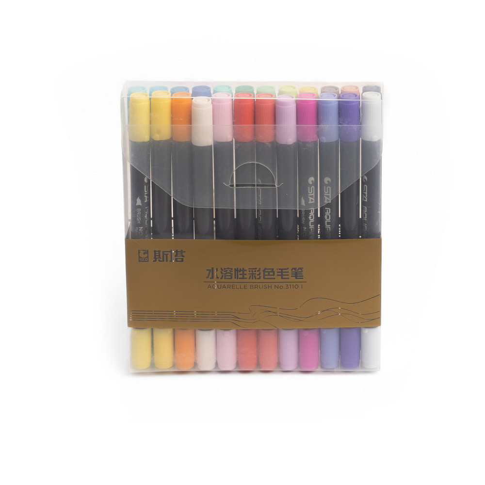 Набор двусторонних акварельных маркеров на водной основе STA 24 цвета, маркеры для скетчинга и рисования Каменец-Подольский - изображение 9