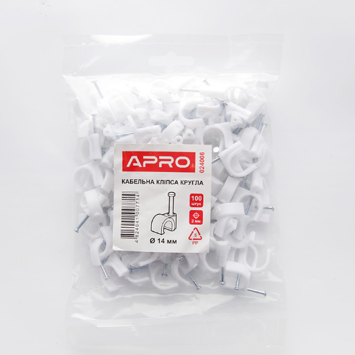 Кабельна кліпса 14мм кругла 100шт/уп APRO Житомир