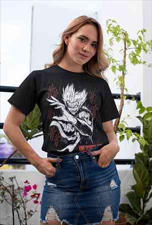 Футболка для хлопчика з аніме принтом Гароу Оне Пункх Манга оверсайз (зріст від 165 до 180) Чорний AnimeJ0170m Дніпро