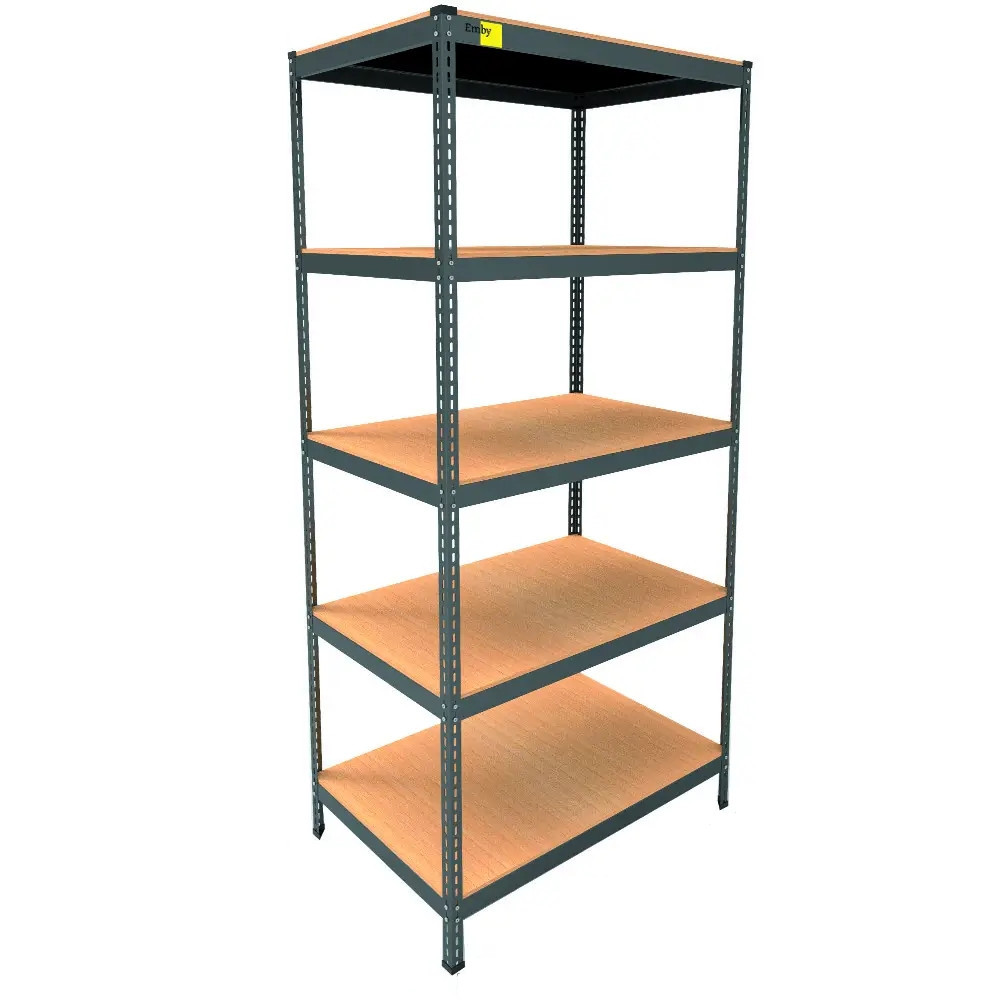 Металлический стеллаж Emby Light Series (размер 2100х900x600мм) 5 полок ДСП до 100кг Черный Винница - изображение 4