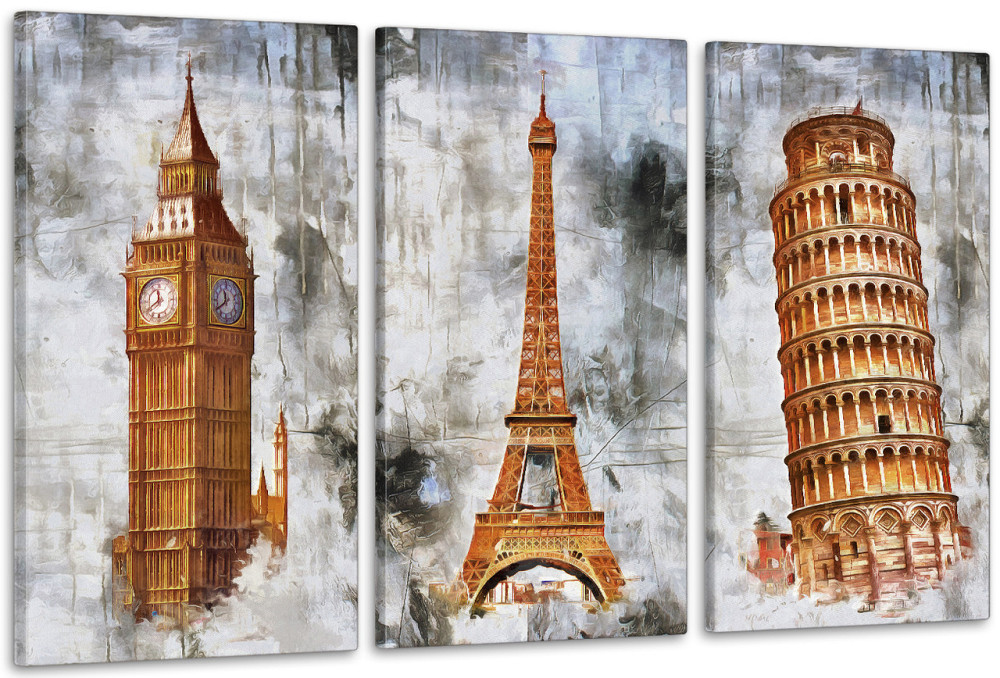 Модульна картина у вітальню/ спальню   Лондон-Париж-Рим     ART-267_3A Київ - фото 1