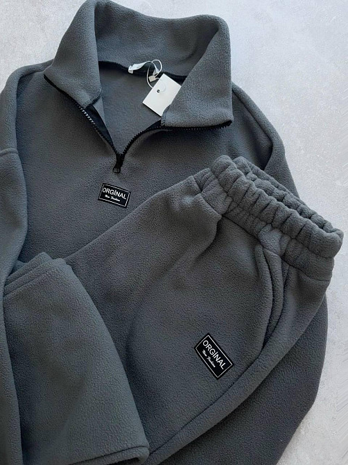 Женский повседневный костюм из плотного флиса полар. Графит, 42/44 Одесса - изображение 9