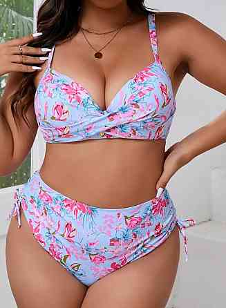 Купальник женский батал раздельный с цветочным принтом разноцветный 5XL Киев