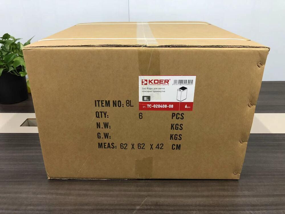 Відро для сміття сенсорне прямокутне Koer TC-020408-08 8 л колір білий нерж. сталь (KR5589) Чернівці - фото 3