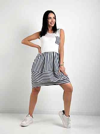 Плаття літнє у смужку "Laura" оптом | Норма і батал | Розпродаж моделі Київ