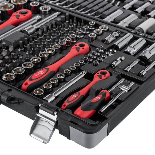 Набір інструментів, проф., 1/2" + 3/8" + 1/4", Cr-V, 176 од., головки: 4-32 мм, E4-E24, біти 57 од., подовж. головки: 4-18 мм, Київ - фото 5