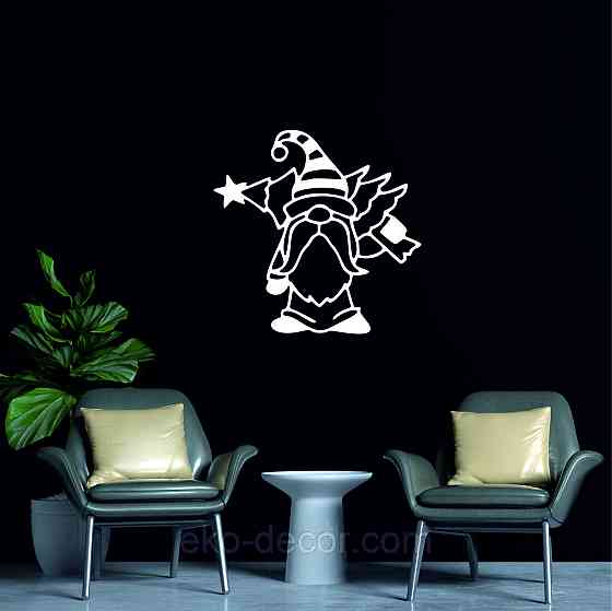 Декоративное настенное Панно «Гном», Декор на стену 50*50 см, Белый Киев