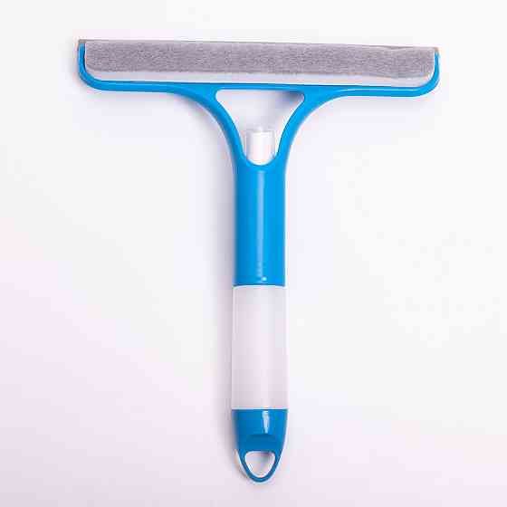 Швабра-щітка з пульверизатором і скребком для миття вікон, дзеркал та гладких поверхонь Блакитна HP-35015-26BL Київ