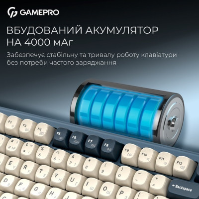 Клавиатура GamePro Asgard Yord Wireless/Bluetooth/USB UA Blue (MK266BL) Винница - изображение 6