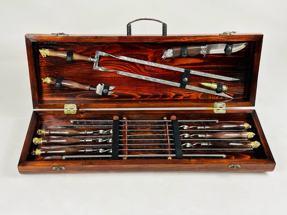 Подарунковий набір шампурів у дерев'яному кейсі САФАРІ-2 (латунні голови звірів) HAPPY DAYS Тернопіль - фото 4