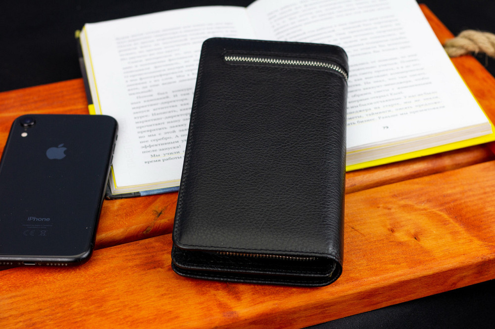 Чорний багатофункціональний чоловічий гаманець з натуральної шкіри МС291 Київ - фото 10