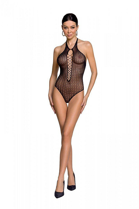 Бодістокінг з декольте Passion BS088 black, імітація корсетної шнурівки Sex Aura Київ - фото 2