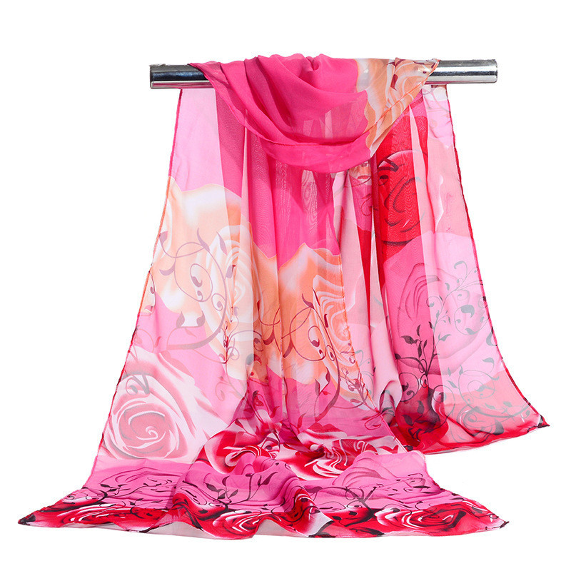 Женский шифоновый шарф с цветами 145 на 48 см розовый Киев - изображение 1
