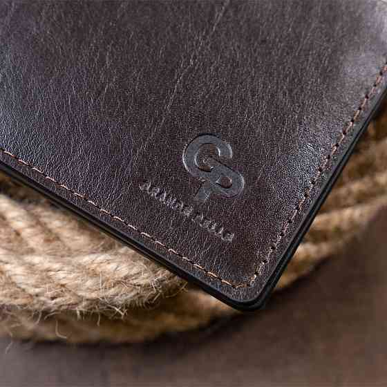 Стильне портмоне в гладкій шкірі GRANDE PELLE 11312 Коричневе Київ