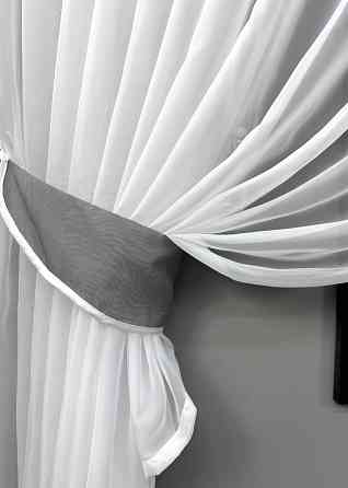 Кухонний комплект VR-Textil № 062к шторка з ламбрекеном графітовий із білим 200х160 см (59-982) Київ