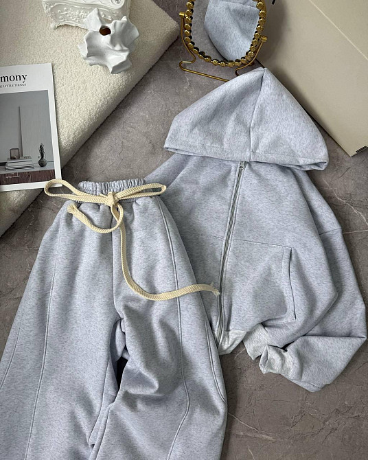 Жіночий утеплений оверсайз костюм двійка трьохнитка на флісі + рібана Одеса - фото 5