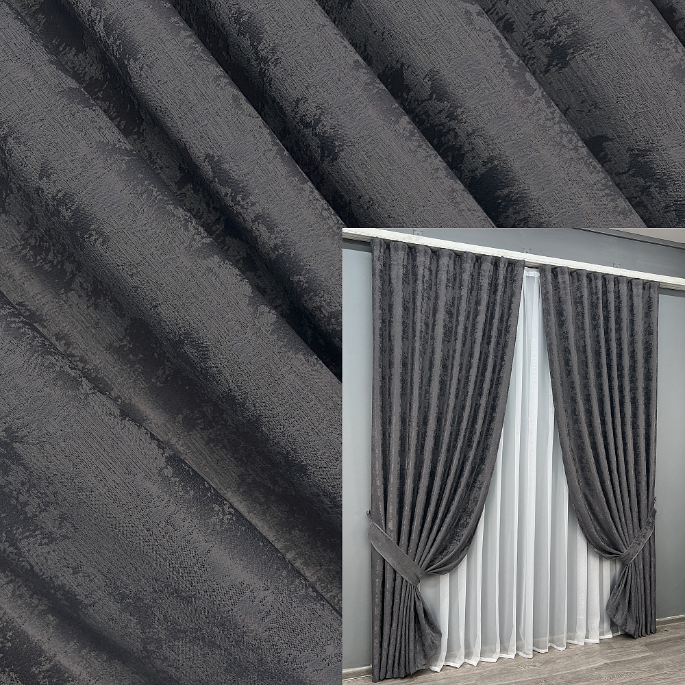 Комплект готових штор VR-Textil Жакард Sultan YL № 1211ш Графітовий 150х270 см 2 шт (33-0045) Київ - фото 9