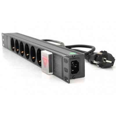 Силовий блок Ritar 19" 6 розеток, кабель 1.8m алюм. корпус с вимикачем (1U-M6-K-C13) Вінниця