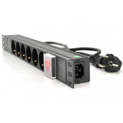 Силовий блок Ritar 19" 6 розеток, кабель 1.8m алюм. корпус с вимикачем (1U-M6-K-C13) Вінниця - фото 1
