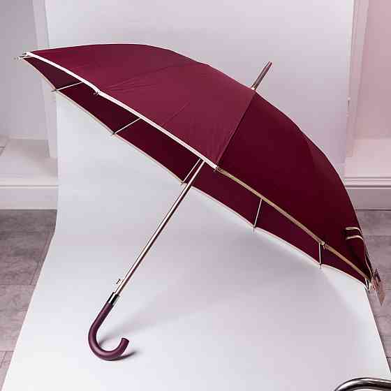 Класична парасолька-тростина з чохлом напівавтомат з поліестеру міцна надійна 12 спиць діаметр 120 см Червоний HP-23-16R Київ