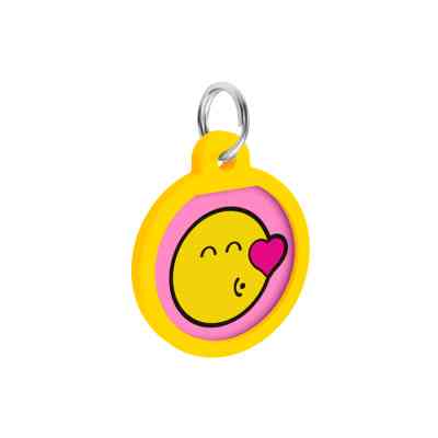 Адресник для тварин WAUDOG Smart ID з QR паспортом "Смайли на рожевому", коло 25 мм (225-0187) Вінниця