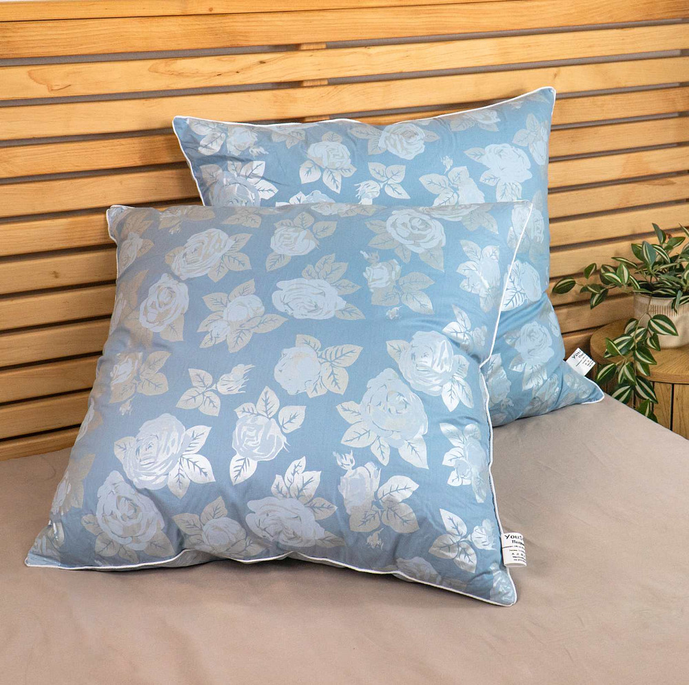 Подушка пухова YouStar 50% пух 50% перо - пружна 50x50 см (Блакитний) Суми - фото 4